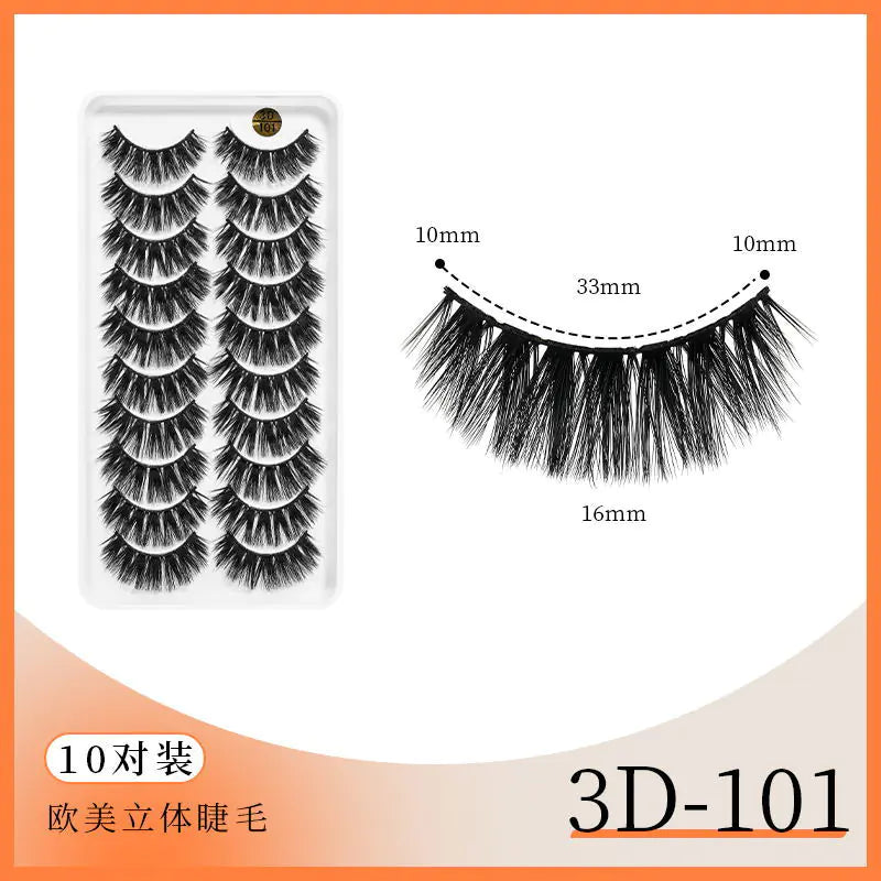 3D Multi-Layered False Eyelashes - 10 Pairs Bulk Pack