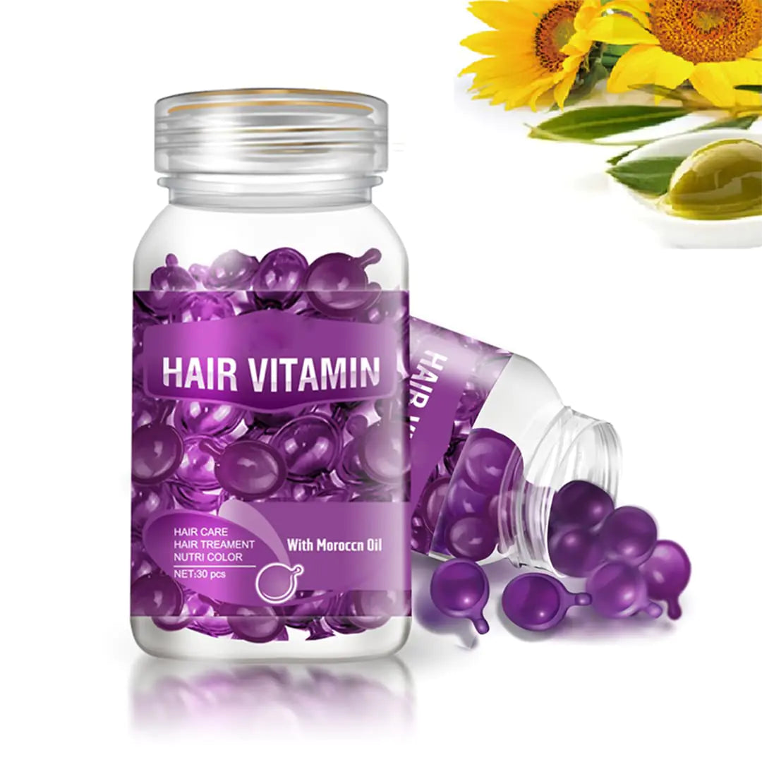 gowwim Hair Vitamin Serum CapsuleHair Treatment SerumArgan Macadamia Avocado OilComplex Oil Smooth Silky Hair Mask Repair on Hair Growth Oil30 PCS