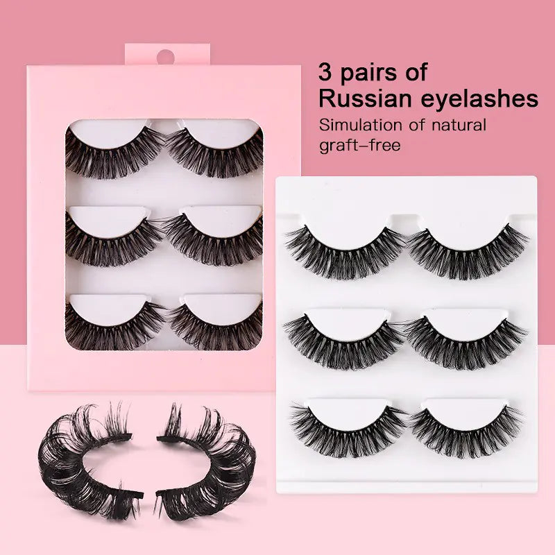 3 Pairs of Synthetic Volume Short False Eyelashes