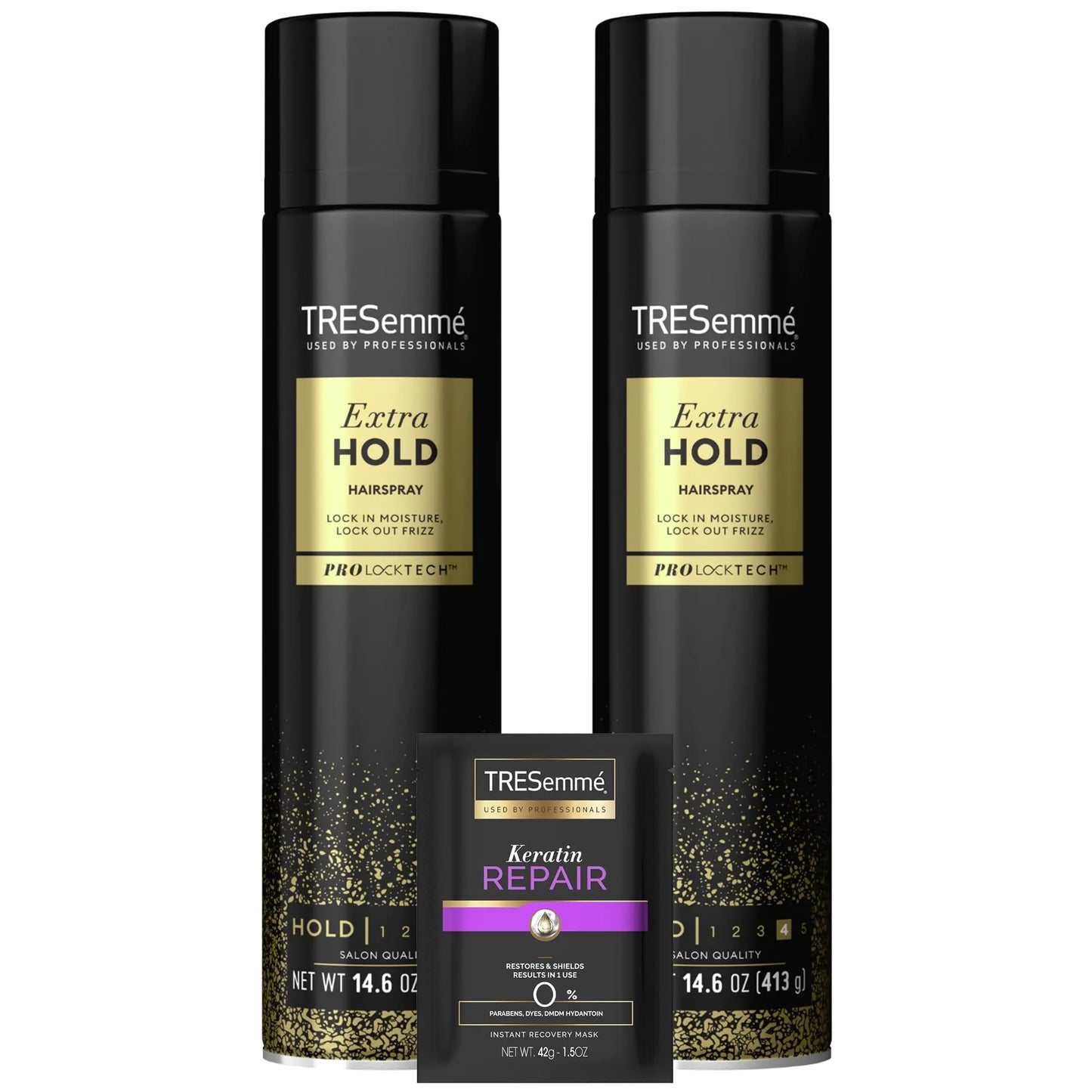 TRESemmé Hairspray Extra Hold 2-Pack + Keratin Repair Hair Mask – Moisturizing Hair Spray Anti-Humidity Anti-Frizz Hair Products (3 Piece Set)