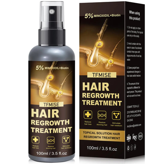 Minoxidil Spray - 5% Minoxidil for Men Minoxidil for Women Hair Growth Products Extra Strength Hair Regrowth Treatments with Biotin Help to Stop Loss Hair Unscented Light and non Greasy 3.38 Fl.OZ