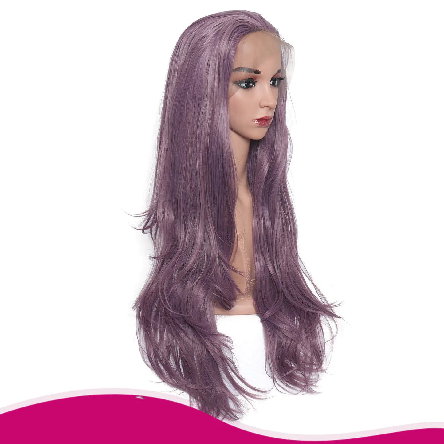Lace Front Hand-Woven Purple Curly Wig with Elastic Net