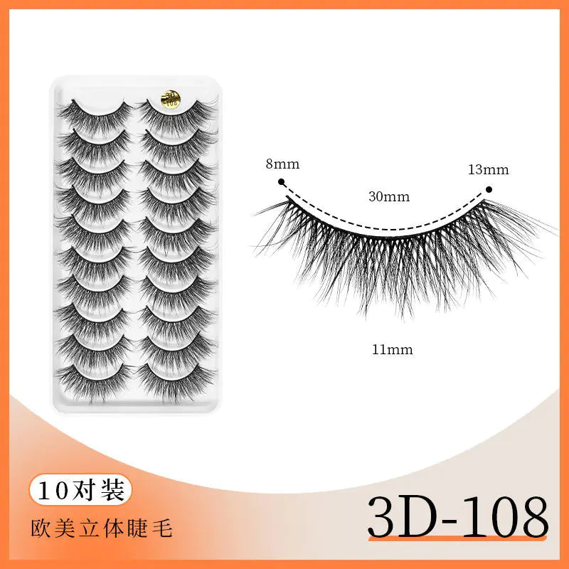 3D Multi-Layered False Eyelashes - 10 Pairs Bulk Pack