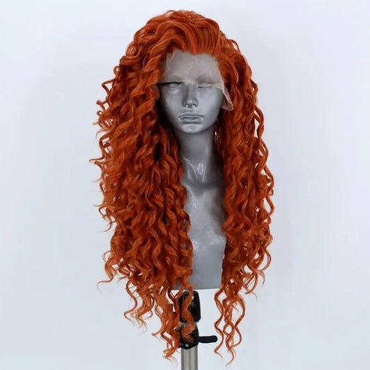 Hand Woven Front Lace Long Curly Wig for Women