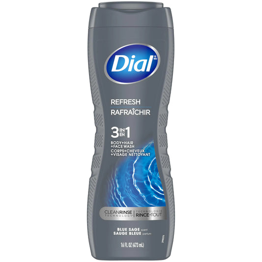 Dial Men 3in1 Body Hair and Face Wash Hydro Fresh 16 fl oz Pack of 6