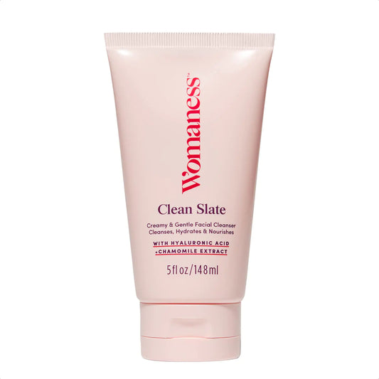 Womaness Clean Slate Hydrating Facial Cleanser & Gentle Face Wash for Women - Creamy Sensitive Skin Brightening & Anti Aging Face Wash with Hyaluronic Acid Chamomile Extract + AHA Lactic Acid (5oz)