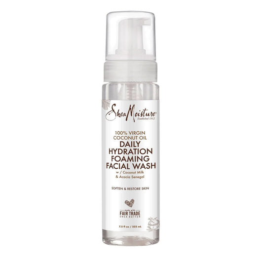 SheaMoisture Face Wash for Women & Men - Gentle Foaming & Hydrating Facial Cleanser with 100% Virgin Coconut Oil Organic Shea Butter Daily Face Cleanser for Soft Restored Skin 7.5 Fl Oz