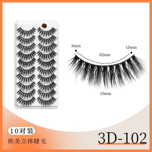 3D Multi-Layered False Eyelashes - 10 Pairs Bulk Pack