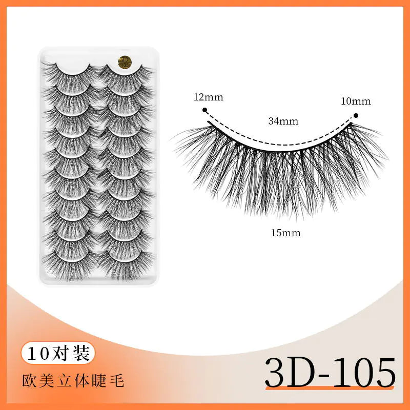 3D Multi-Layered False Eyelashes - 10 Pairs Bulk Pack