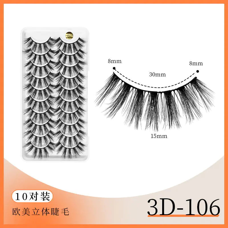 3D Multi-Layered False Eyelashes - 10 Pairs Bulk Pack