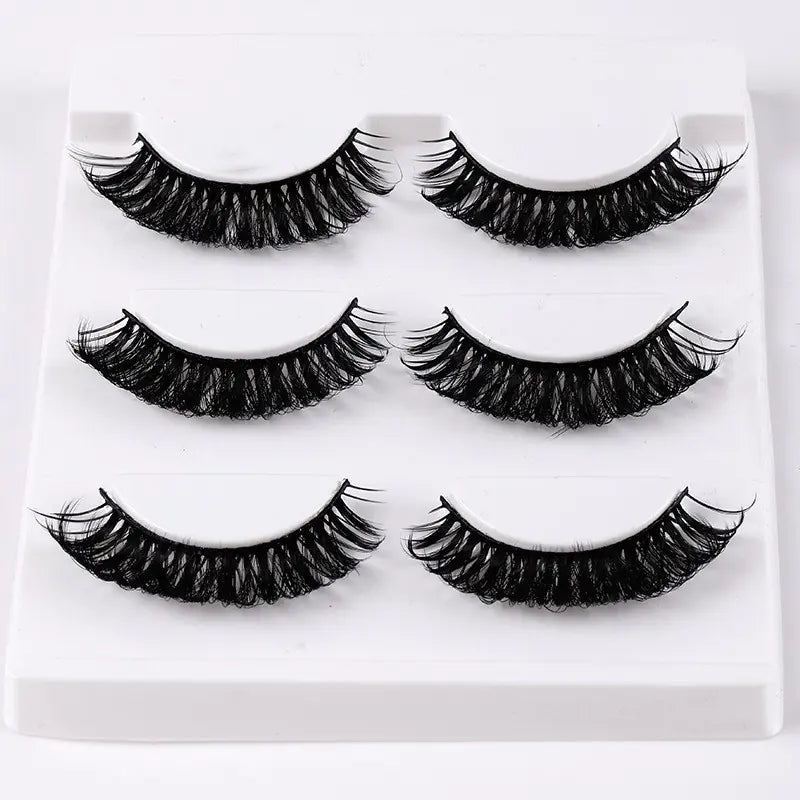 3 Pairs of Synthetic Volume Short False Eyelashes