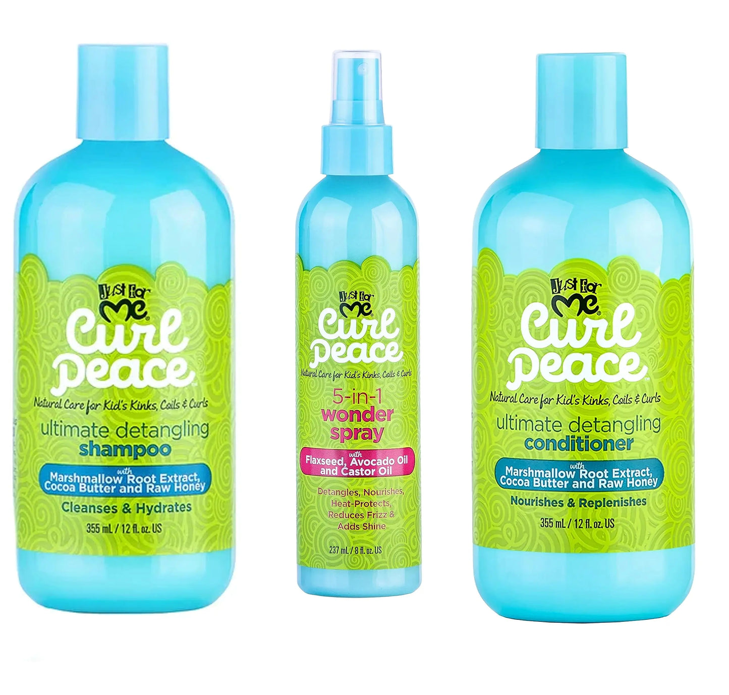 Just For Me Kids Curl Peace Hair Products Combo (SHAMPOO CONDITIONER & WONDER SPRAY)