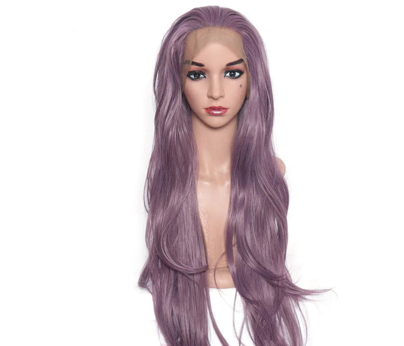 Lace Front Hand-Woven Purple Curly Wig with Elastic Net