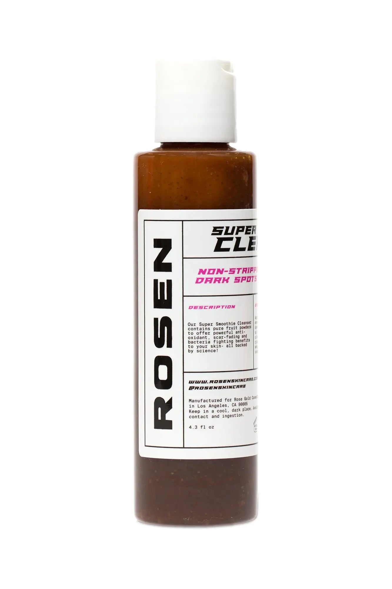 ROSEN Super Smoothie Cleanser - 4.3 fl oz Face Wash with Pure Fruit Powders Natural Exfoliation Smooths & Refreshes Great for Mild to Moderate Skin