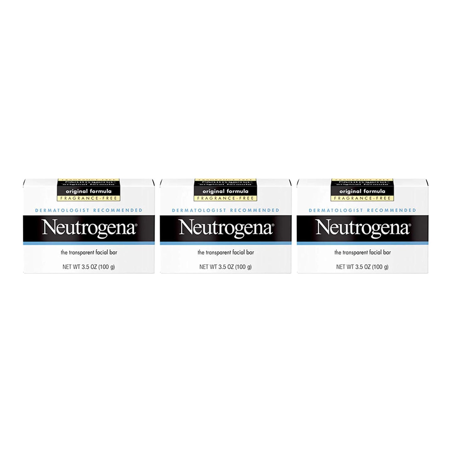 Neutrogena Original Amber Bar Fragrance-Free Facial Cleansing Bar with Glycerin Pure & Transparent Gentle Face Wash Bar Soap Free of Harsh Detergents & Dyes Hypoallergenic 3.5 Oz (Pack of 3)