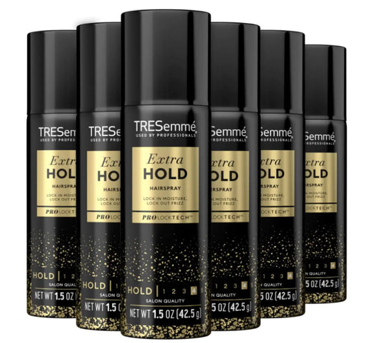 TRESemmé Travel-Size Hairspray – 12 Count TRES Two Aerosol Hair Spray Extra Hold Anti-Humidity Anti-Frizz Hair Products 1.5 Oz (12 Count)
