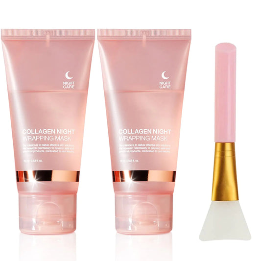 JALAWEF 2 Pcs Collagen Night Wrapping Mask Hydrating Moisturizing Firming Sleeping Applicator Tear Mask.